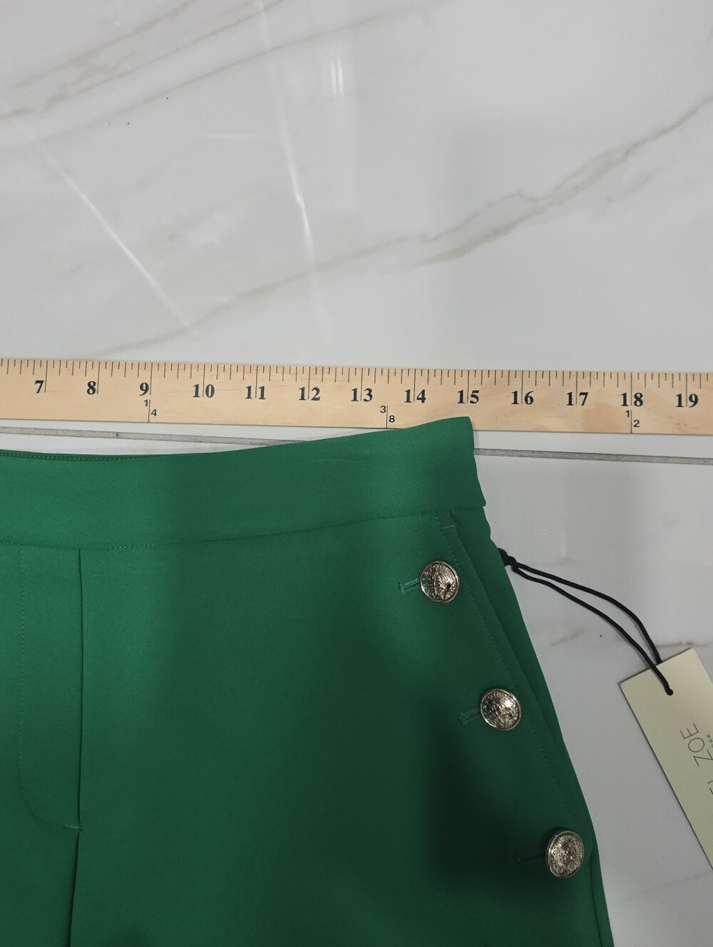 NWT Rachel Zoe Emerald Green High-Waist Sailor Shorts Gold Buttons Size 8 - Picture 6 of 9